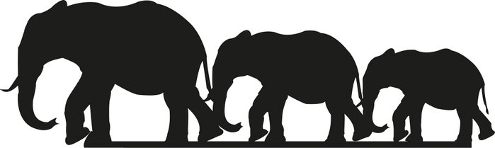Wallity Elephants Escultura de pared negra